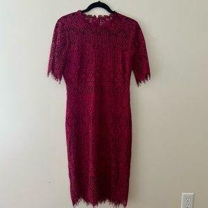 Lulus remarkable lace dress. Dark pink, size L.